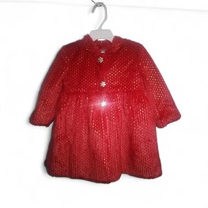 Red Sparkly Baby Dress with Buttons